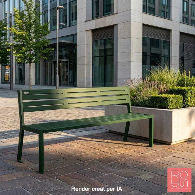Banc urbà Silaos sense recolza braç en tot acer de 1800 mm